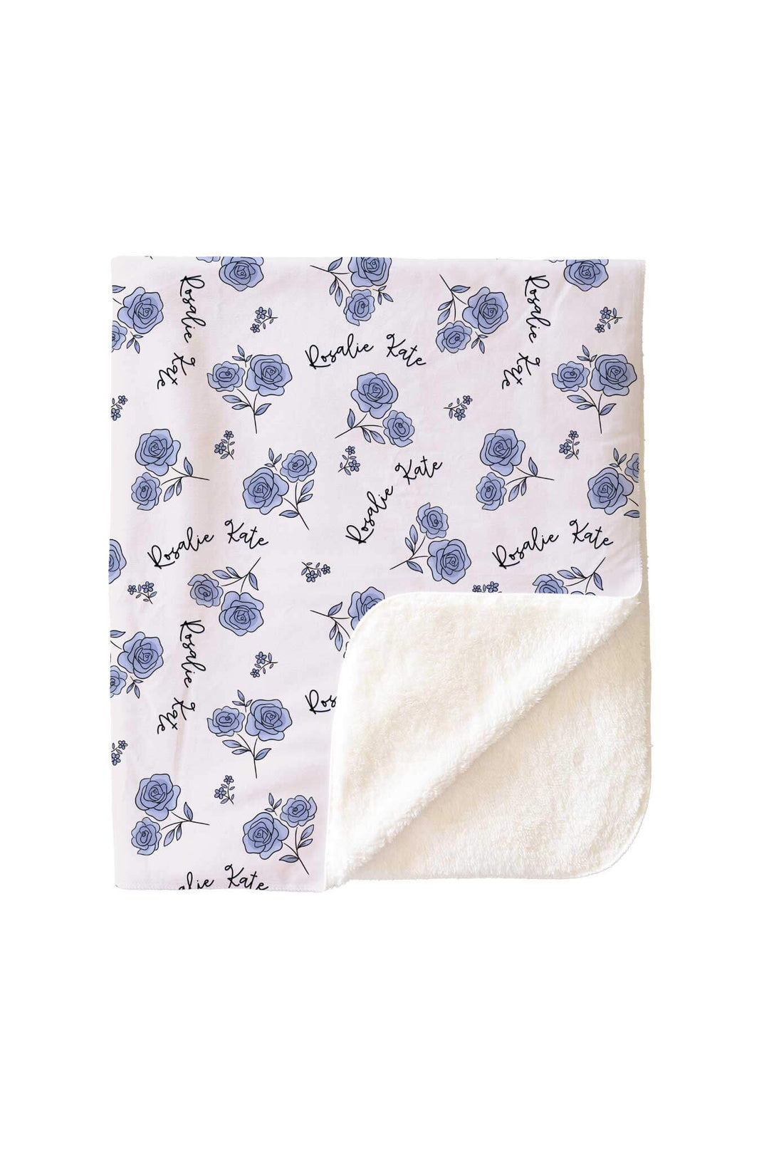 blue rose personalized sherpa blanket for kids 