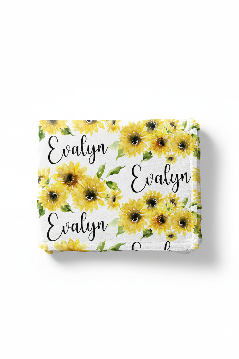 sunflower personalized toddler blanket 