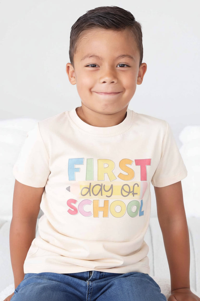 school graphic tee for kids natural color