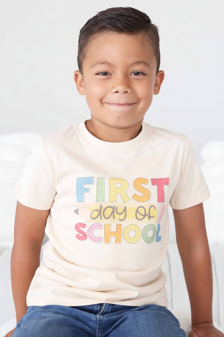 school graphic tee for kids natural color