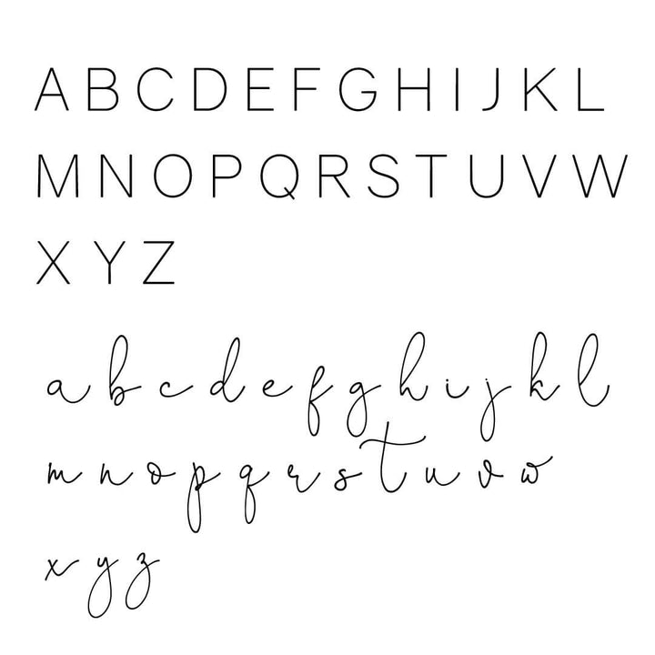 block and script font 