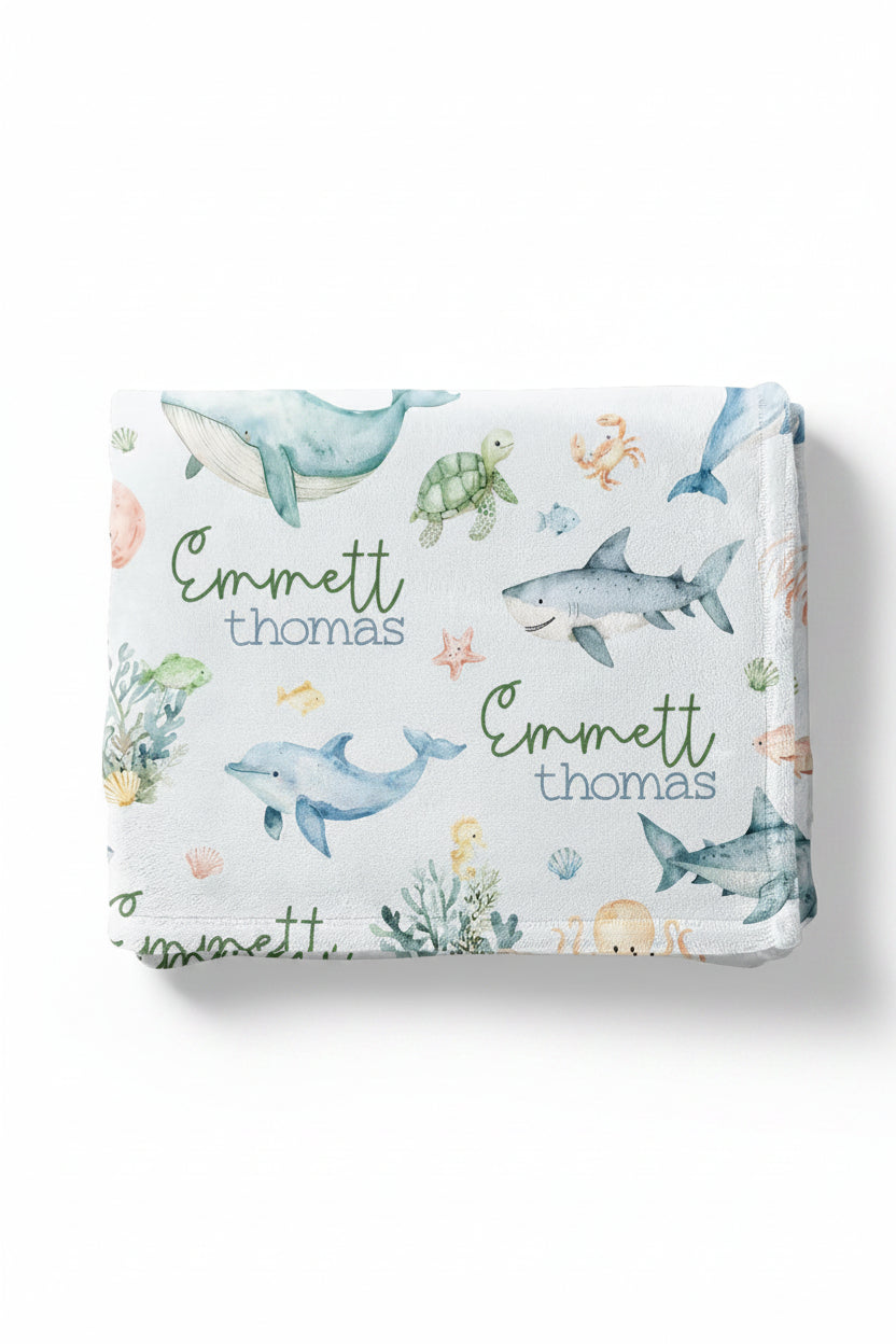 Sea Cuties Personalized Kids Blanket
