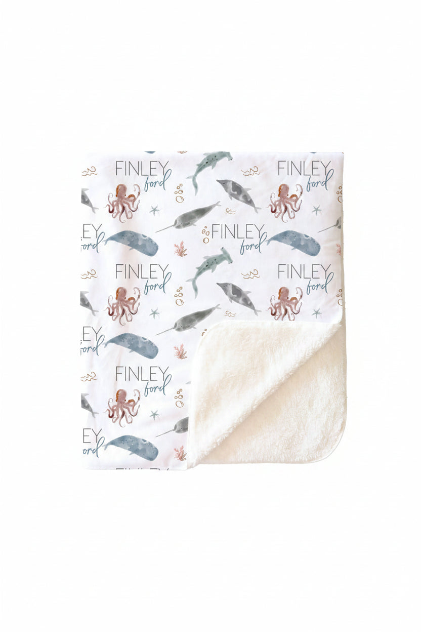 Sea Life Personalized Toddler Blanket
