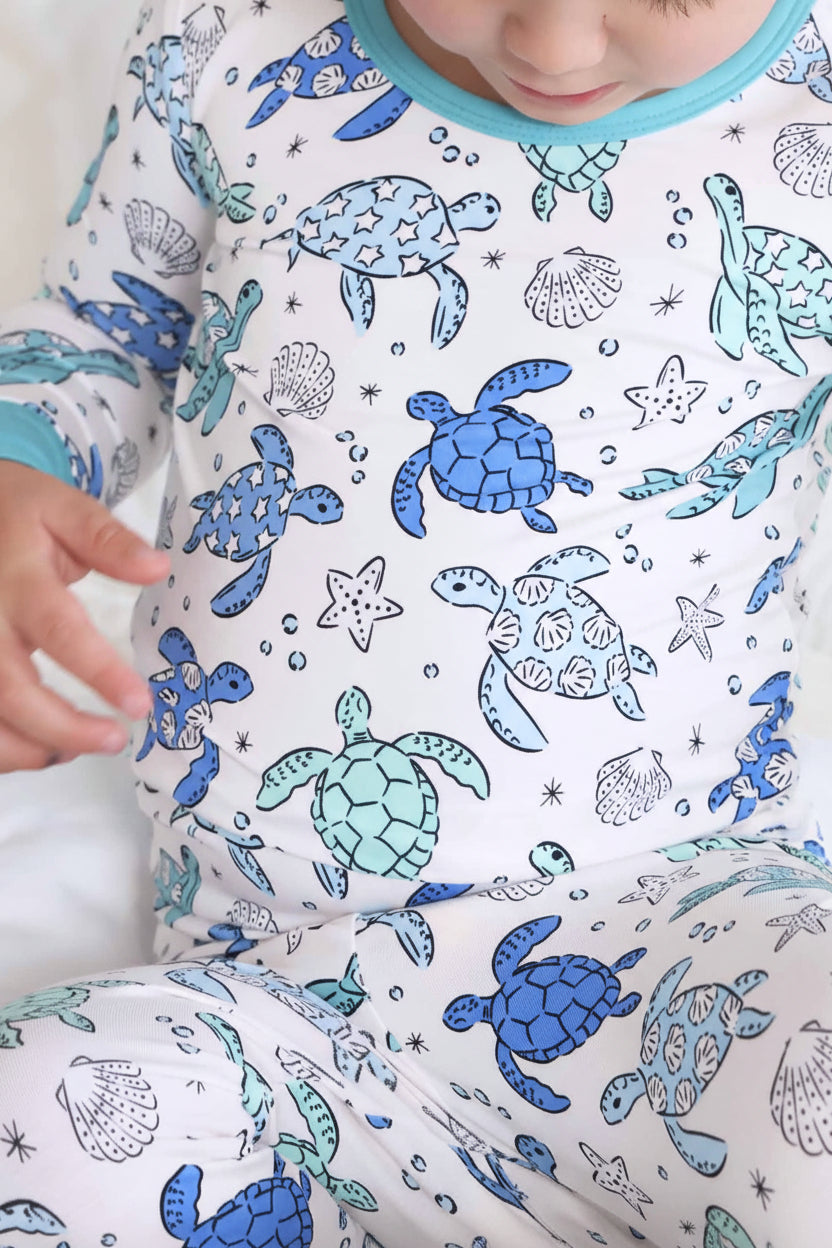 Sea Turtle Splash Two Piece Pajama Set