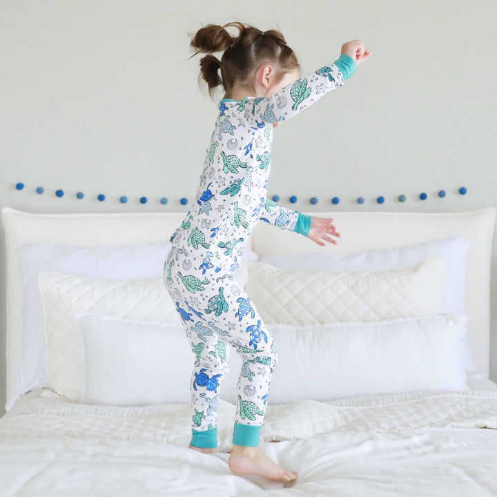 kids sea turtles bamboo pajamas 