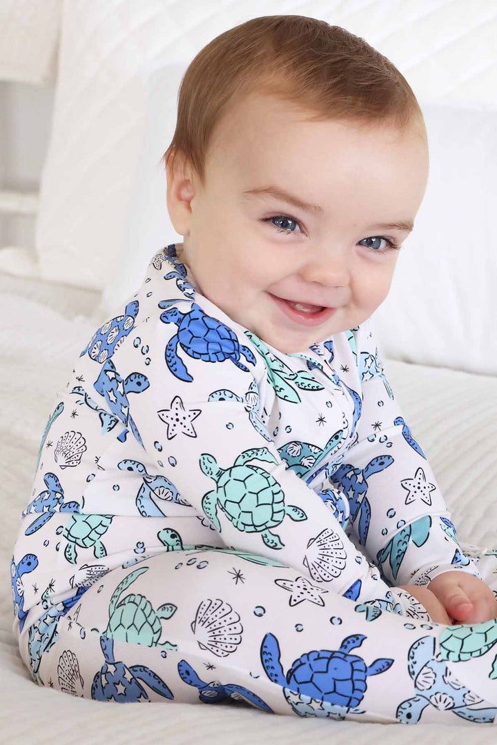 sea turtle baby zipper footie 