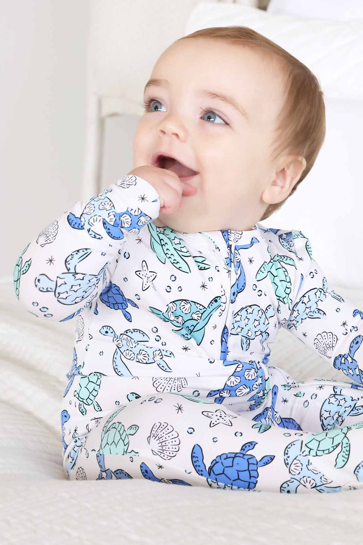 sea turtles zipper footie for babies 