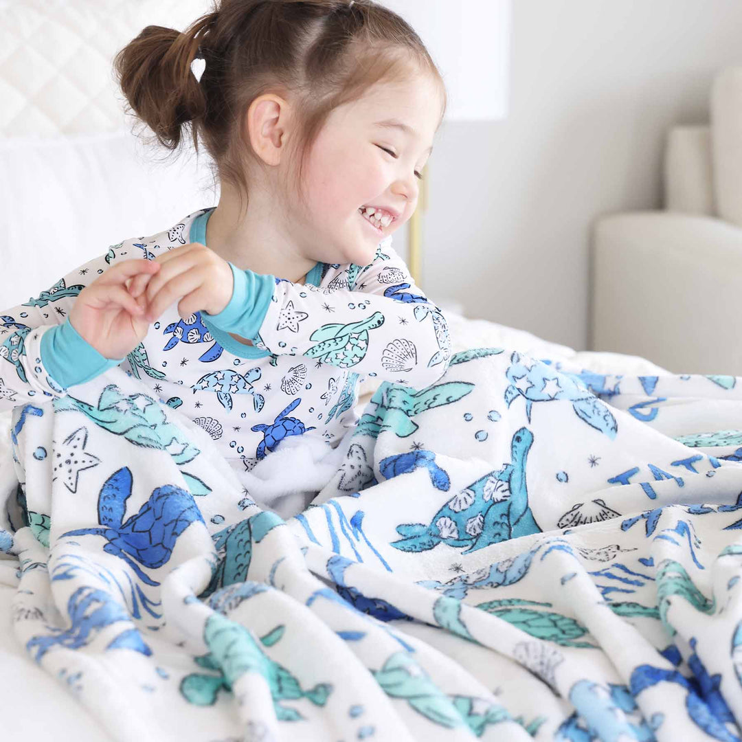 sea turtle splash personalized kids blanket 