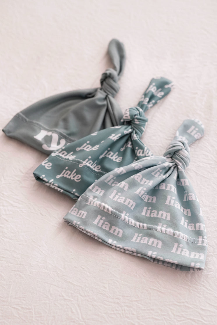 seafoam personalized knotted hat
