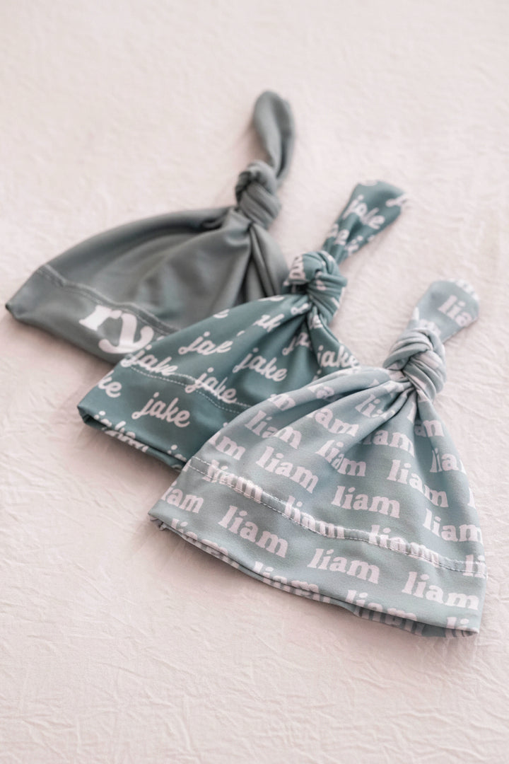 seafoam personalized knotted hat