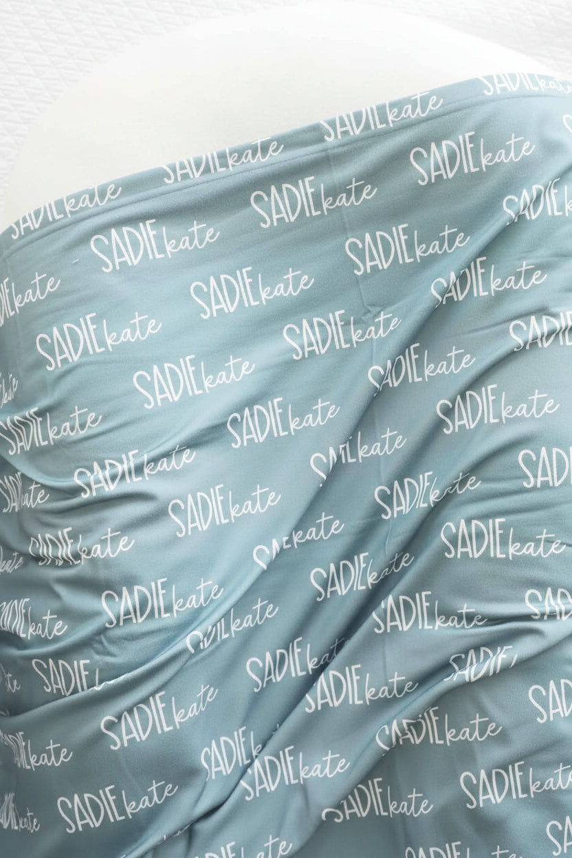 sea salt personalized baby name swaddle blanket