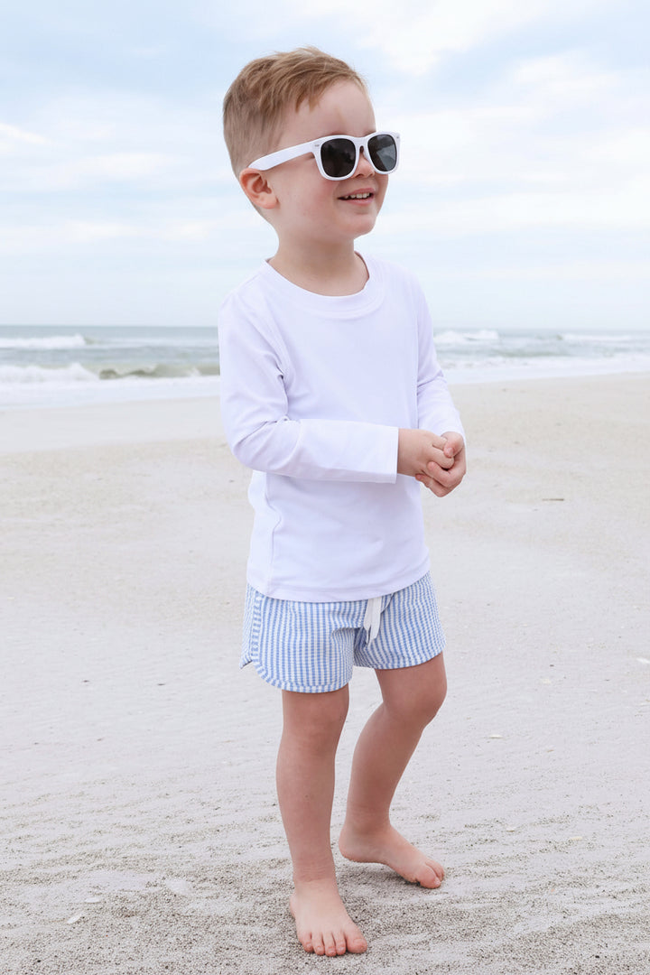 blue seersucker swim trunks for boys 