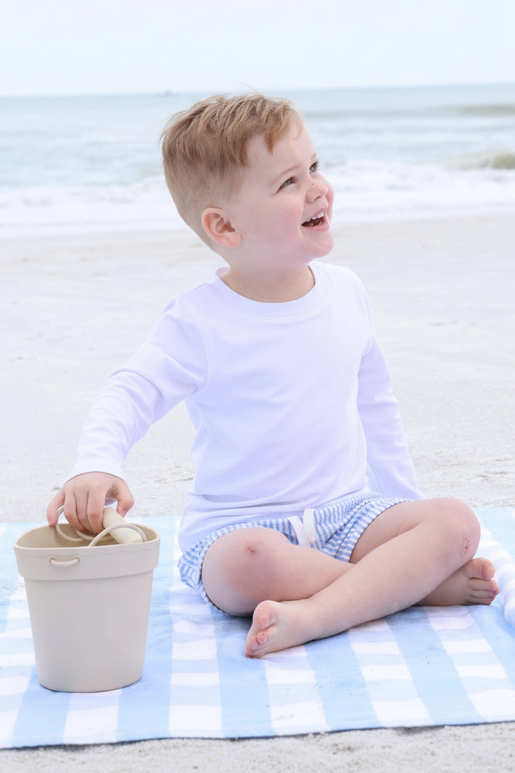baby boy swim trunks blue seersucker 