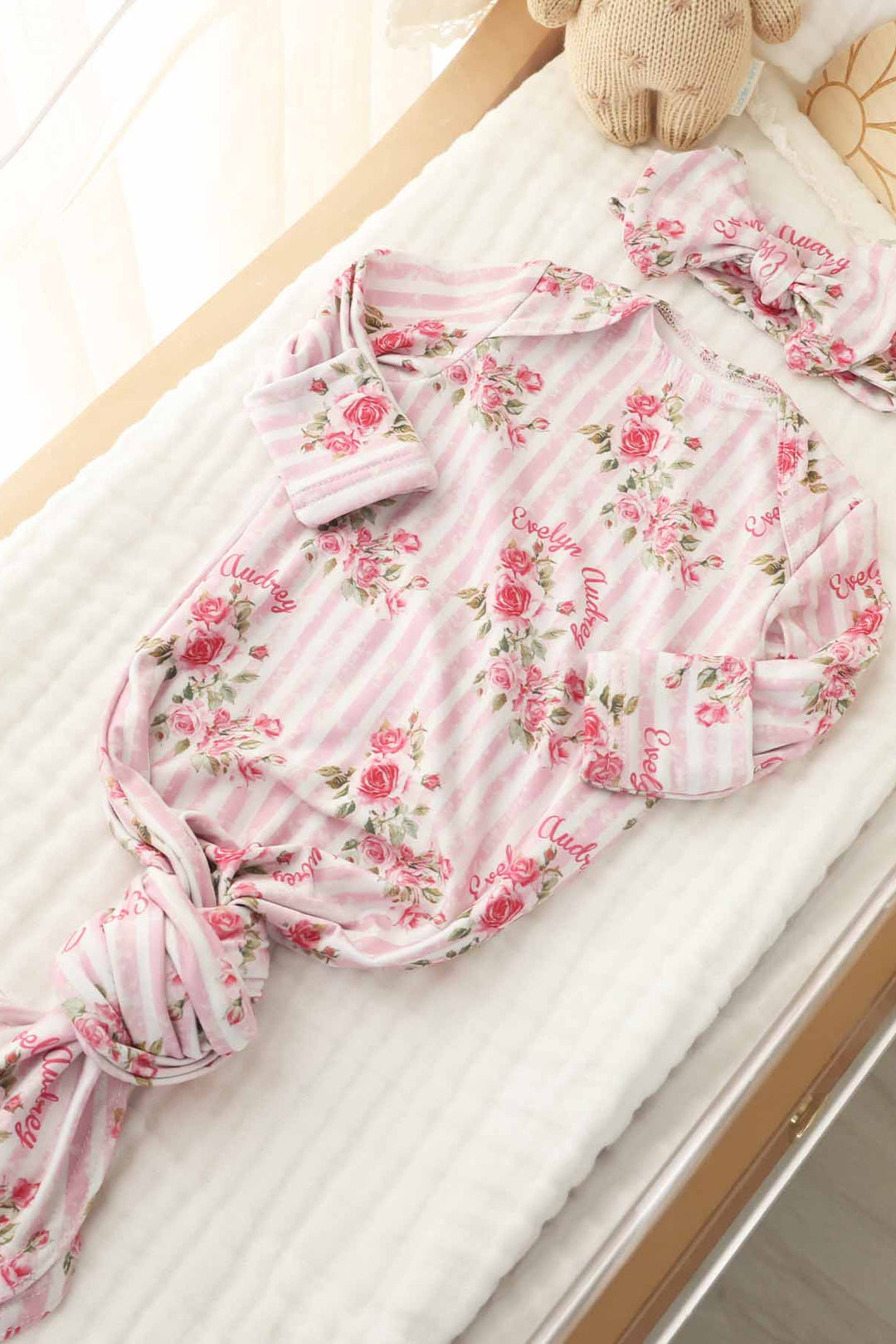 shabby chic personalized knot gown for girls 
