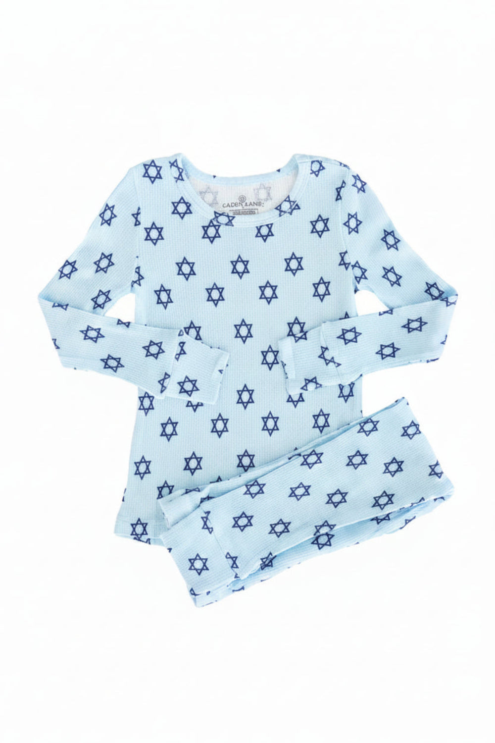 Caden Lane light blue hanukkah pajamas with navy stars of david 