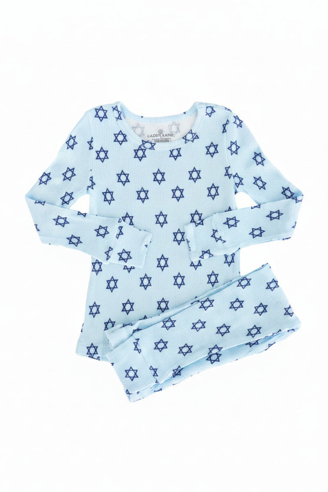 Caden Lane light blue hanukkah pajamas with navy stars of david 
