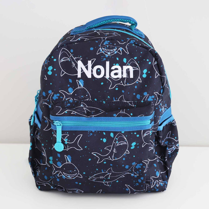 shark attack embroidered backpack for boys 