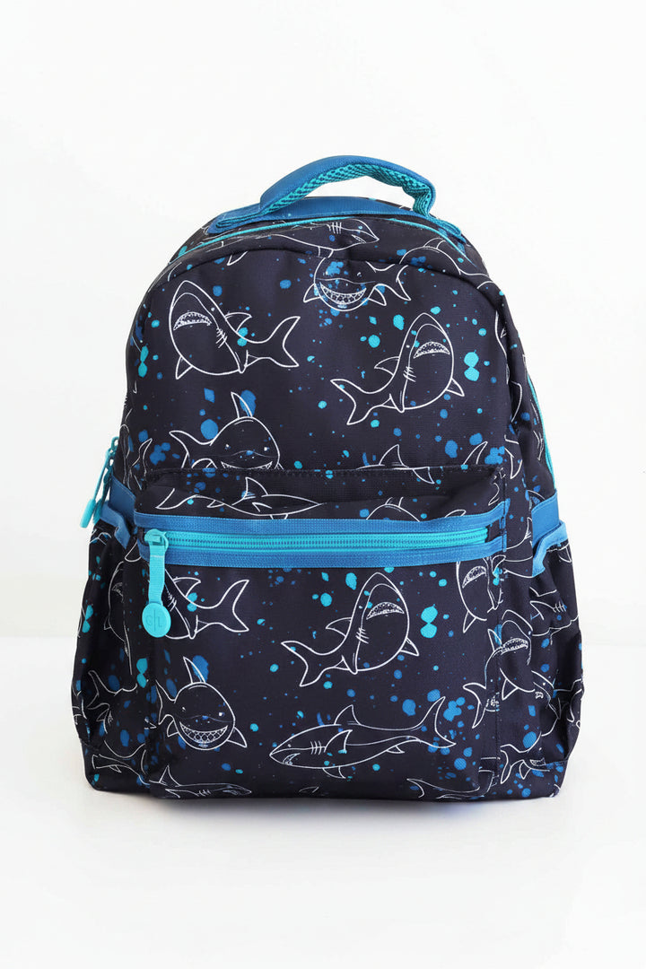 shark and paint splatter backpack for boys 