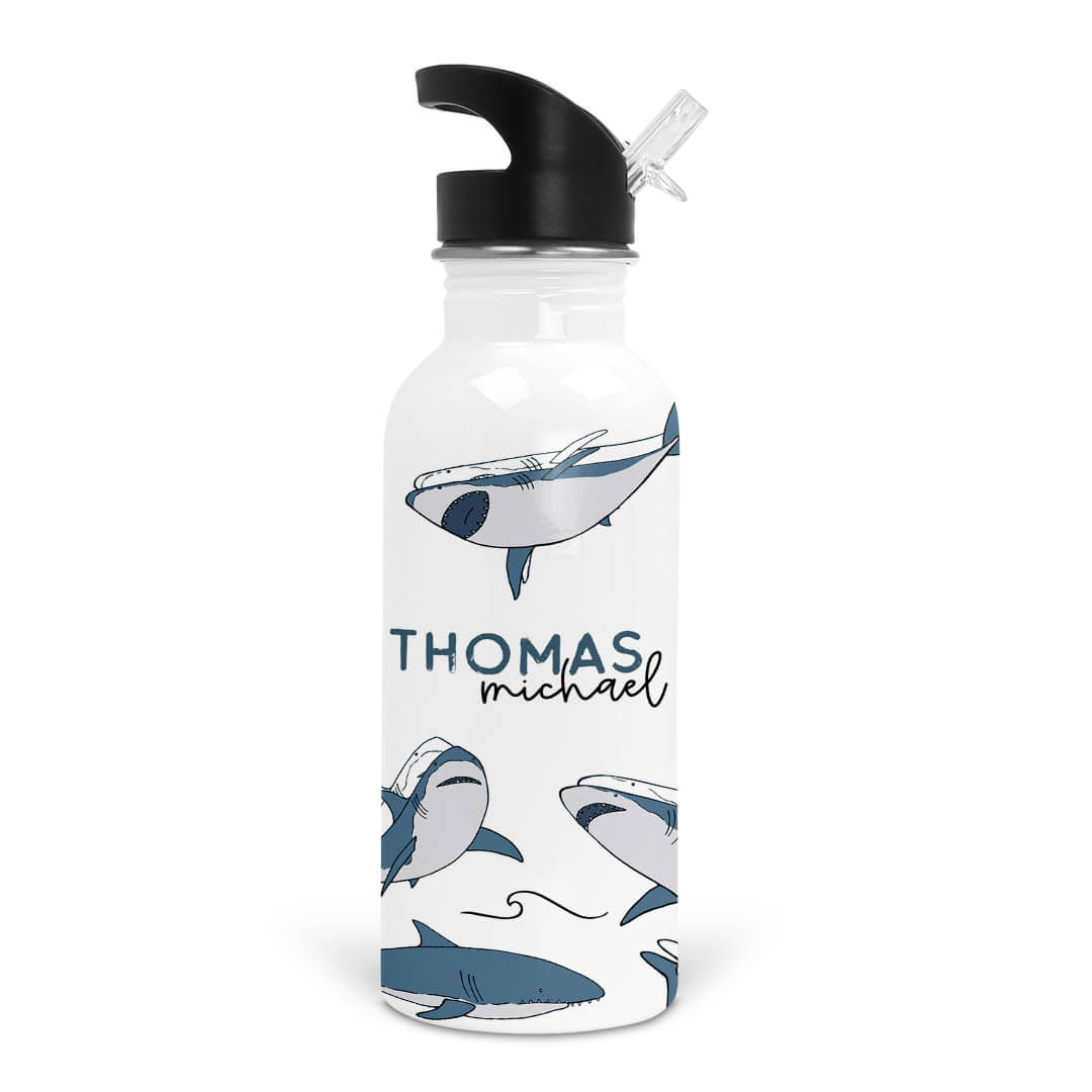 Sharks Personalized Kids Water Bottle