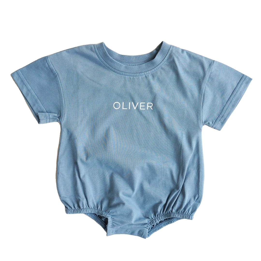 light blue personalized tshirt romper