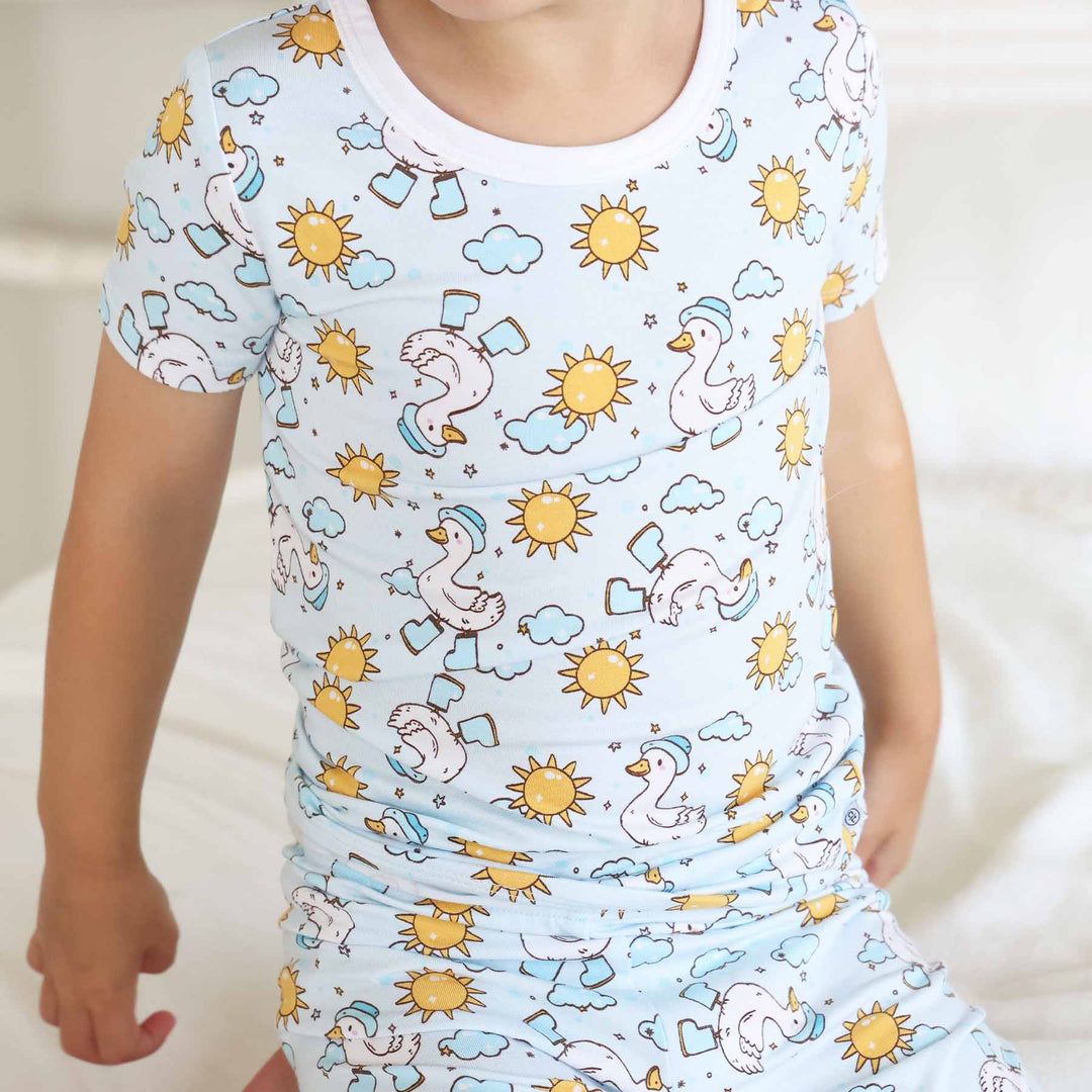 blue silly goose boys two piece pajama set 
