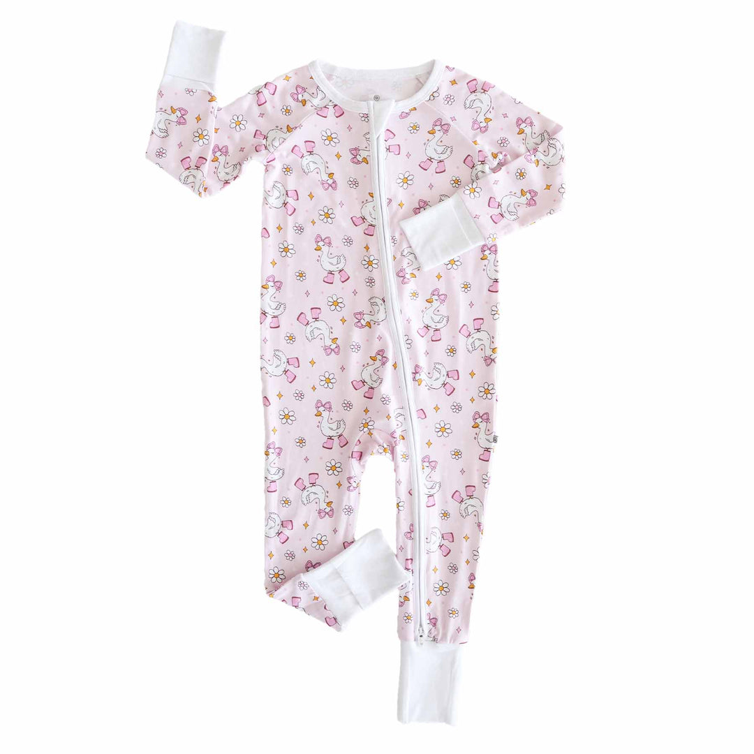 silly goose pink convertible zip romper for girls 