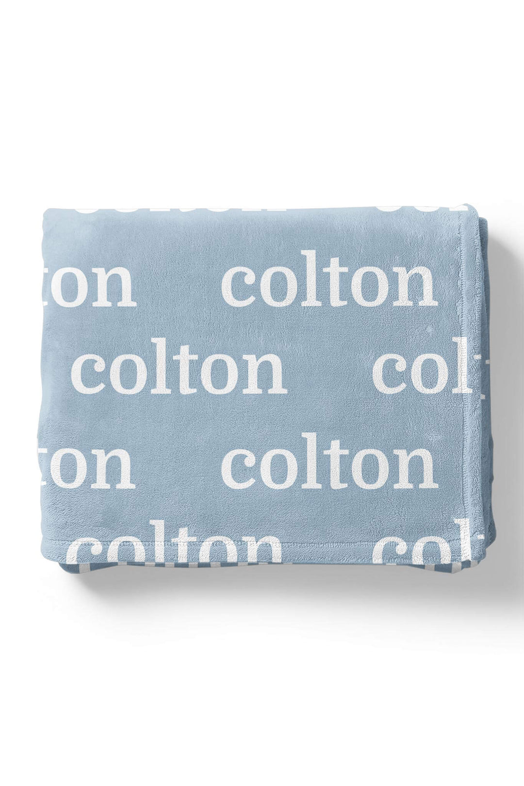 personalized sky blue color blanket in block font