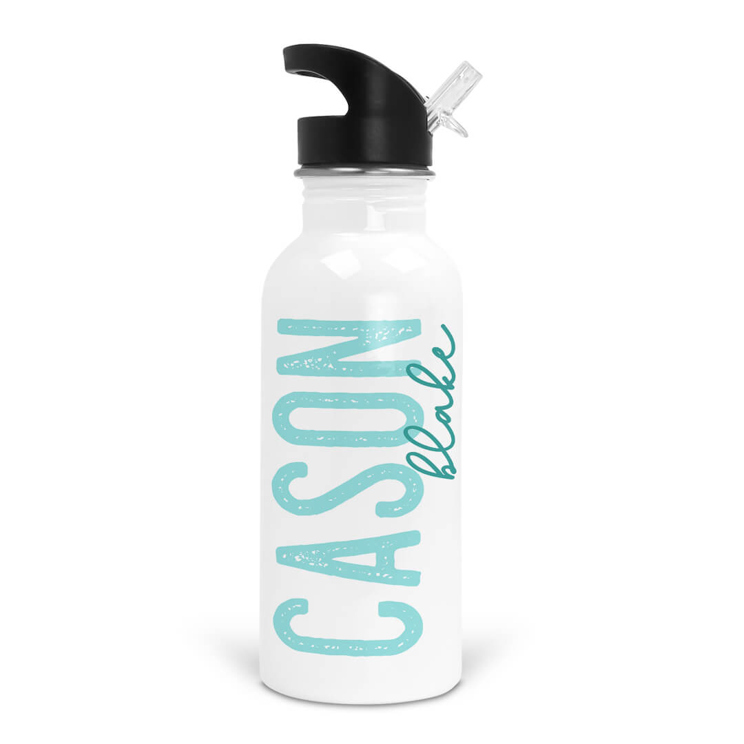 sky blue ombre personalized kids water bottle 