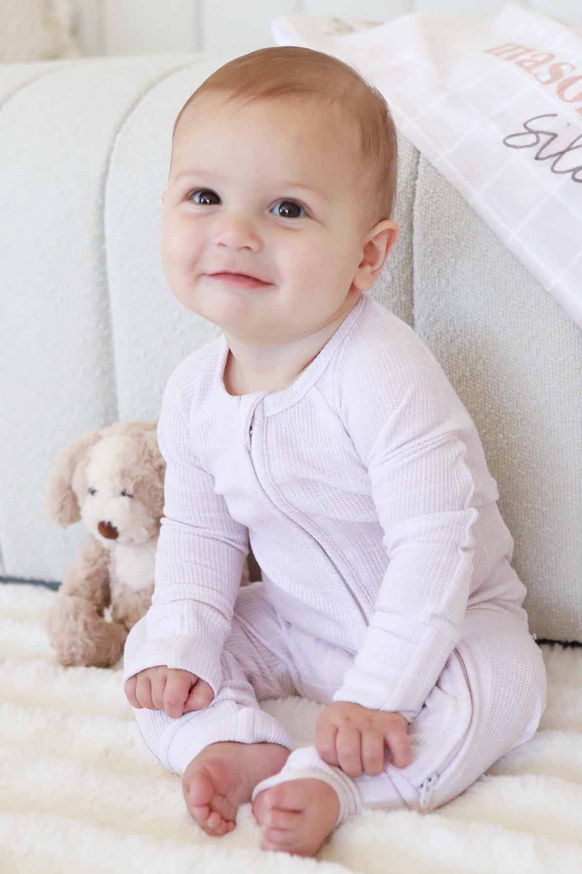 Sloane's Squares Bamboo Waffle Convertible Zip Romper