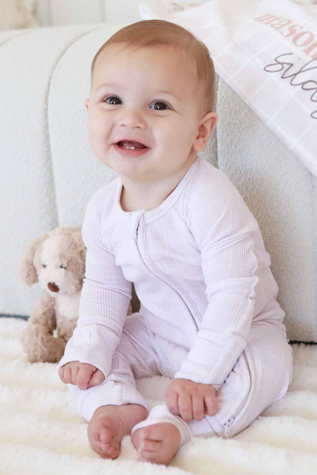 baby zipper romper neutral square