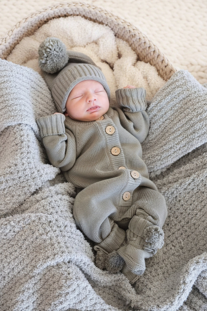 green full length knit sweater button romper