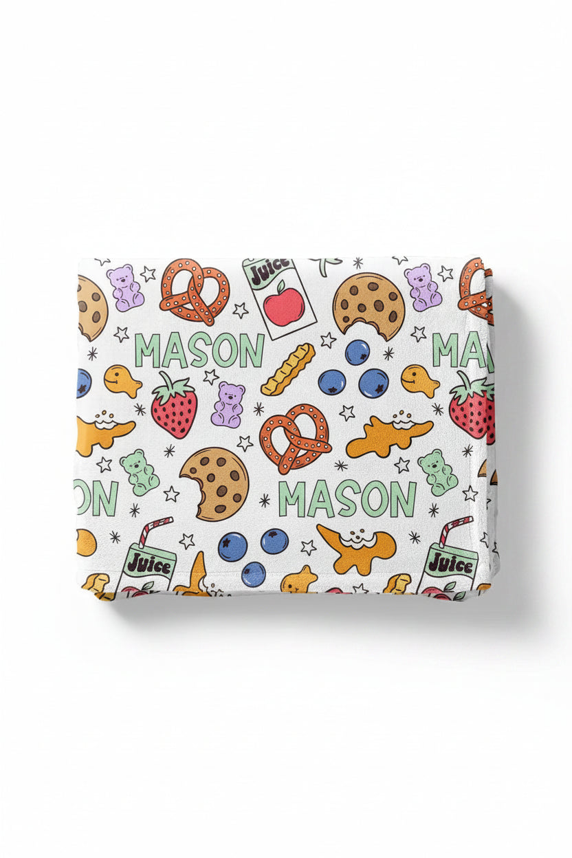 snack time personalized kids blanket 