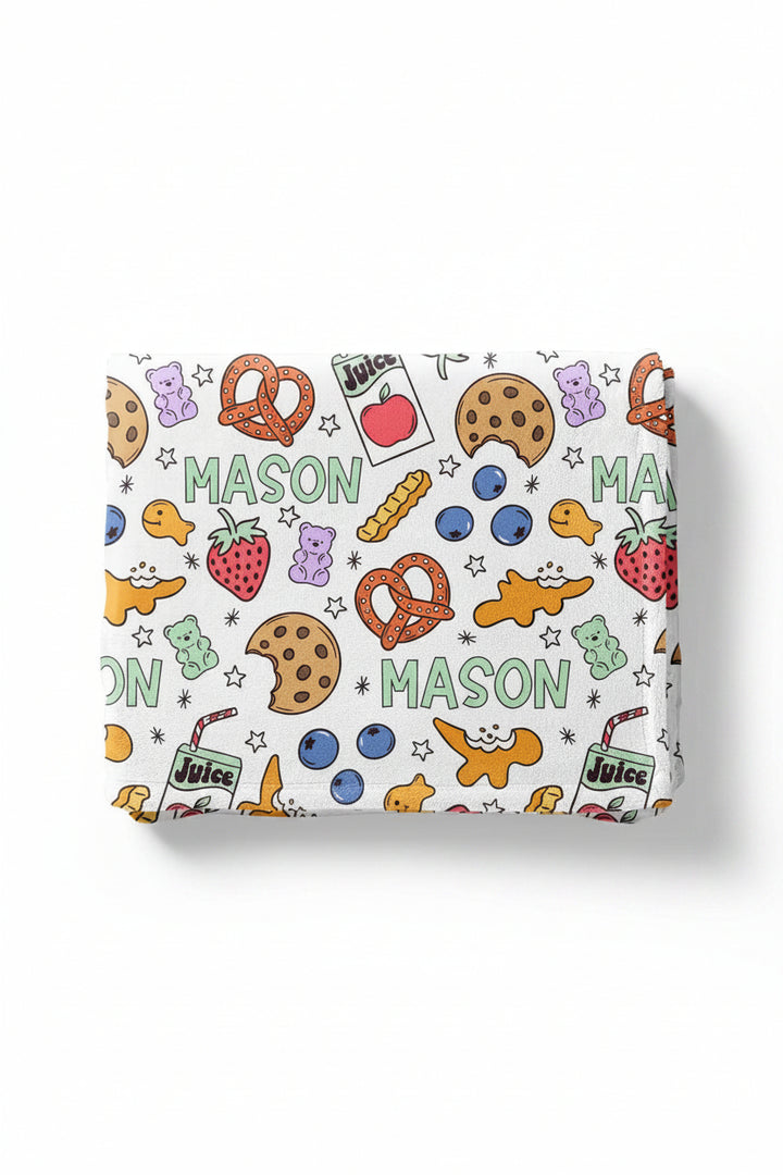 snack time personalized kids blanket 