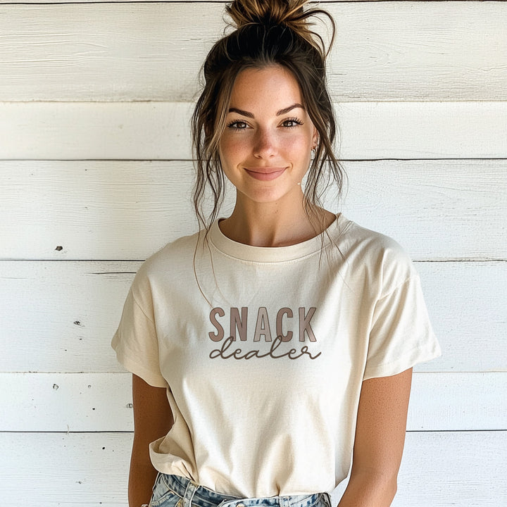 snack dealer neutral graphic tee for women 