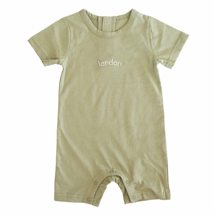 baby boy embroidered snap romper 