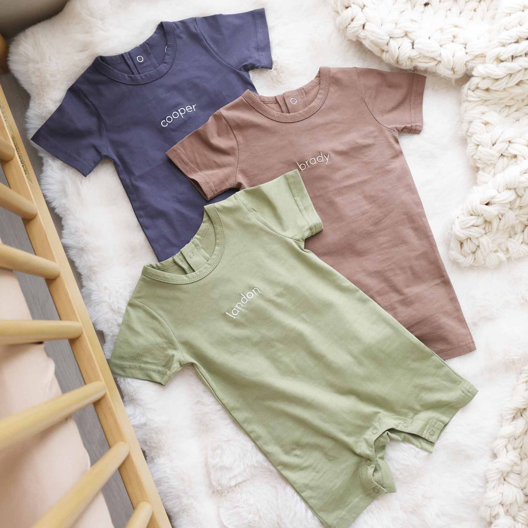 cotton snap romper embroidered for boys 