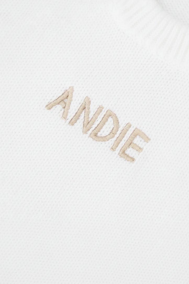 white personalized knit sweater romper for babies 