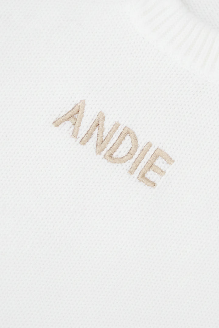white personalized knit sweater romper for babies 