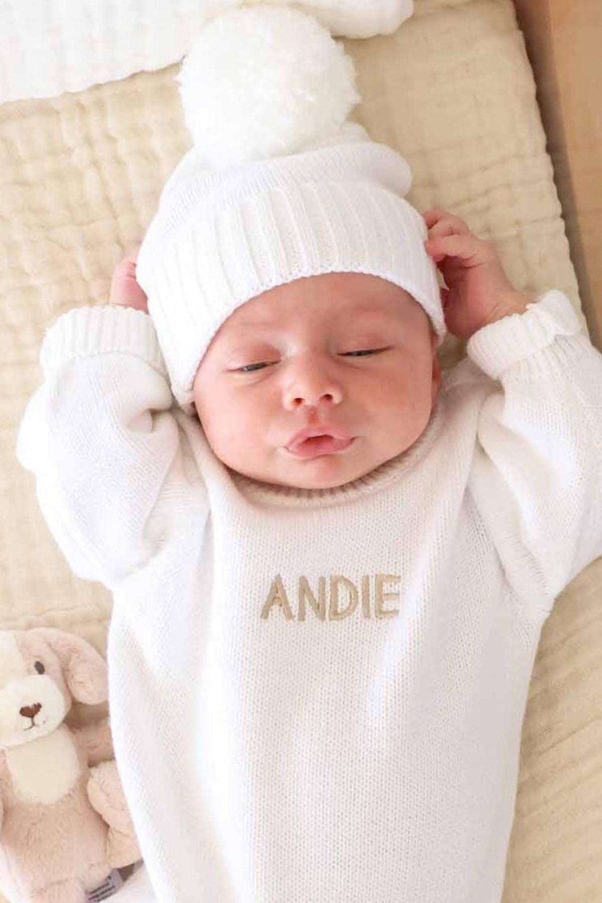 Baby Knit  Pom Pom Beanie | Snow