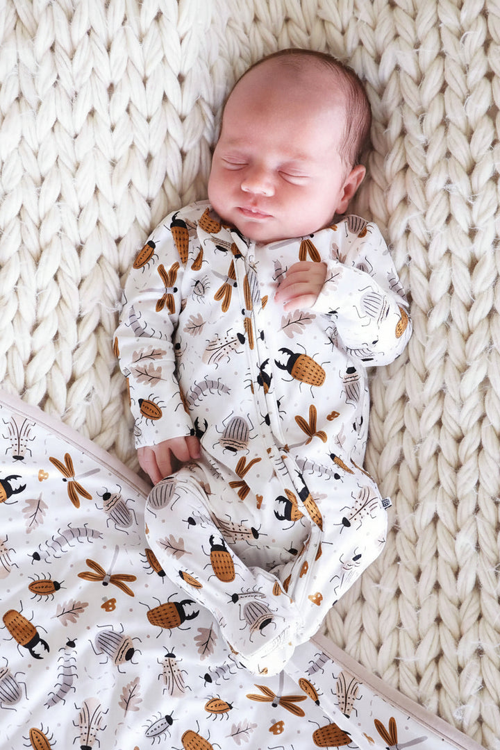 baby zipper footie with bugs 