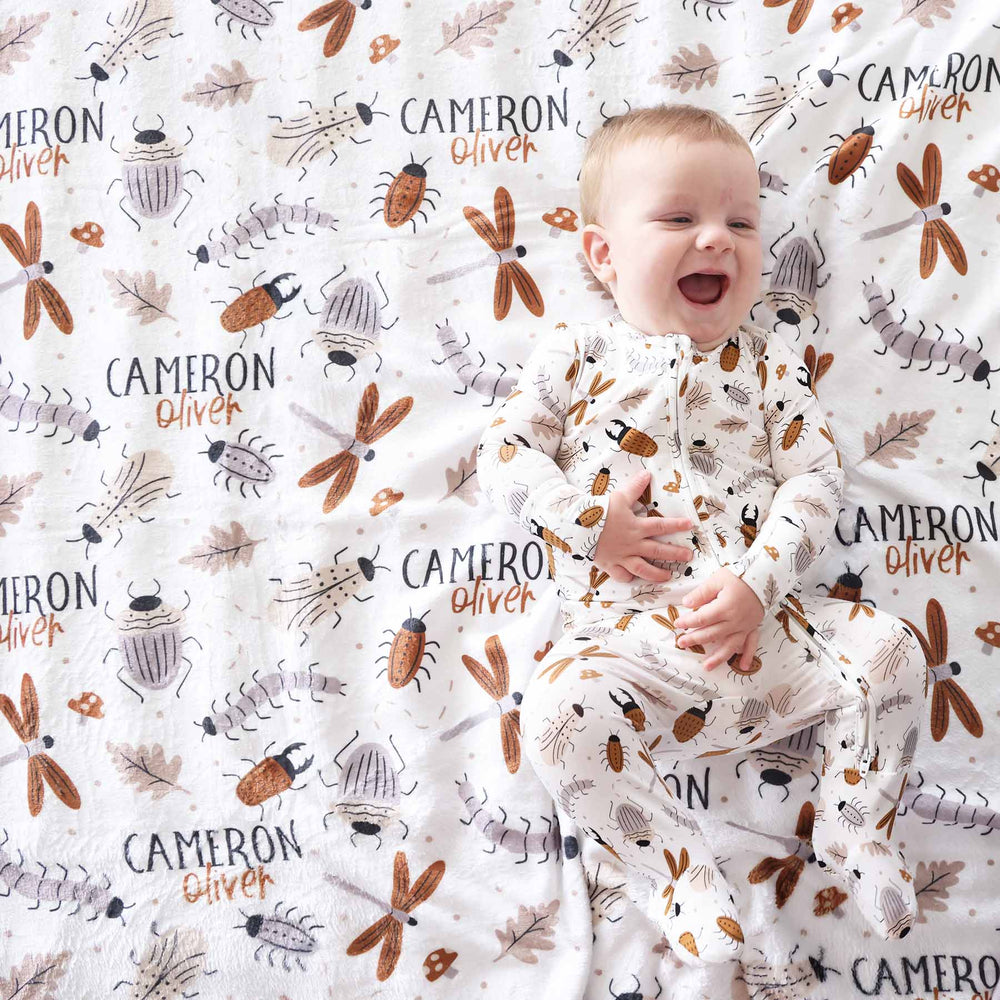caden lane personalized kids blanket snuggle bug