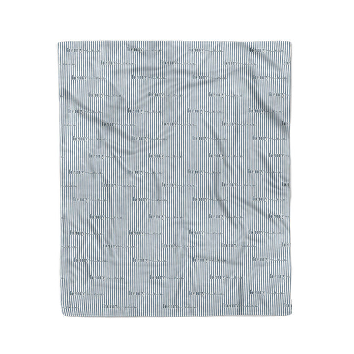 snuggle stripe 50 x 60 personalized kids blanket dusty blue and white stripes 