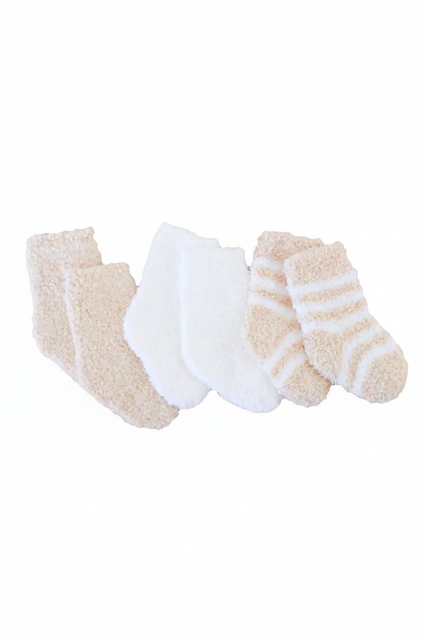 neutral fuzzy socks for babies