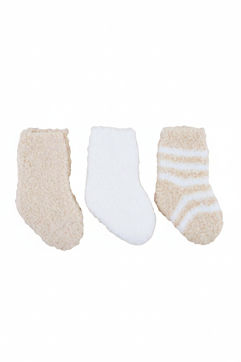 neutral fuzzy socks pack for babies