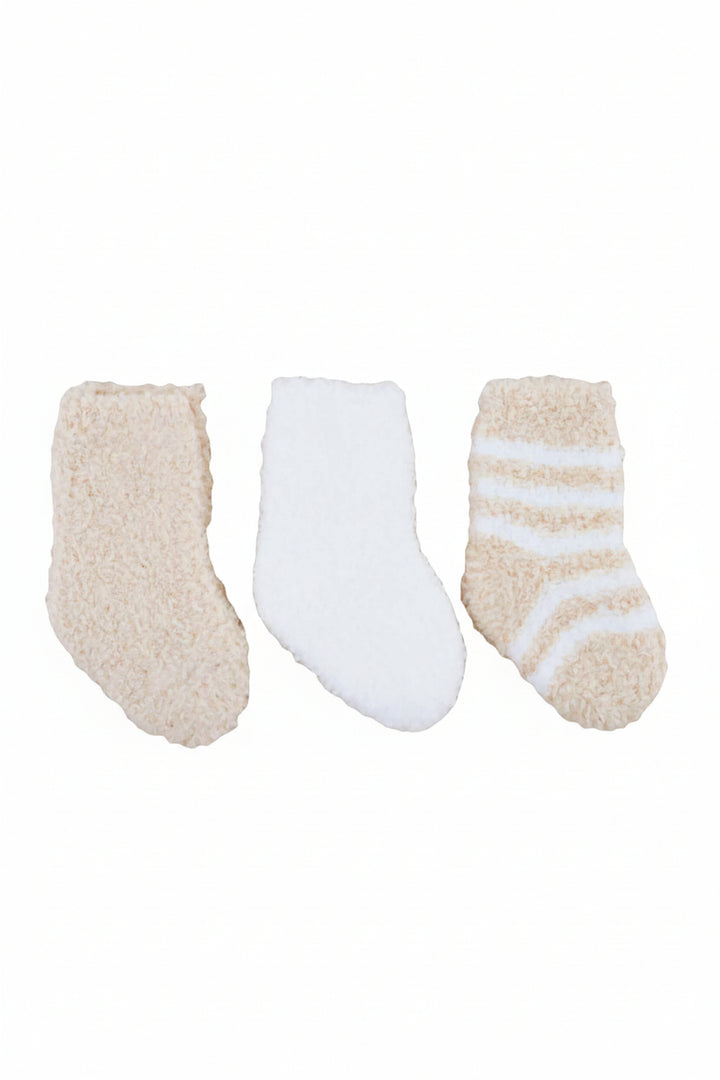 neutral fuzzy socks pack for babies