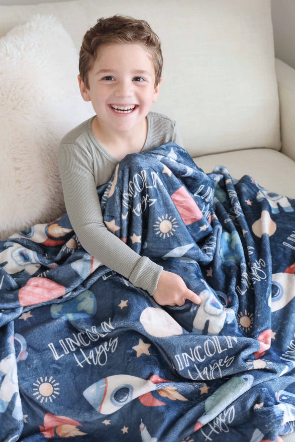 space explorer personalized blanket for kids 