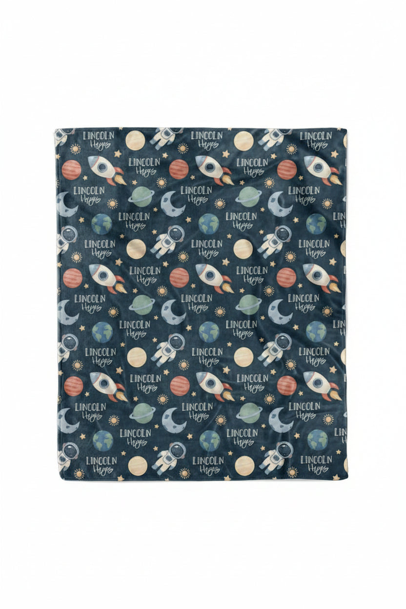 space personalized blanket for kids 