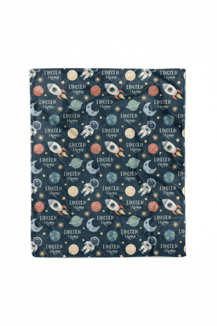 space personalized blanket for kids 