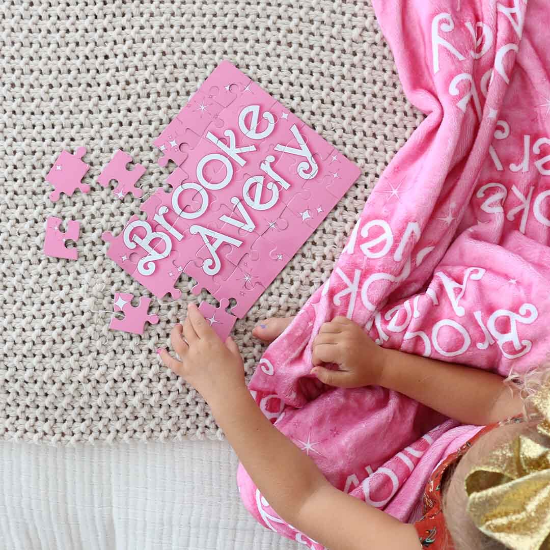 pink sparkle personalized puzzle 