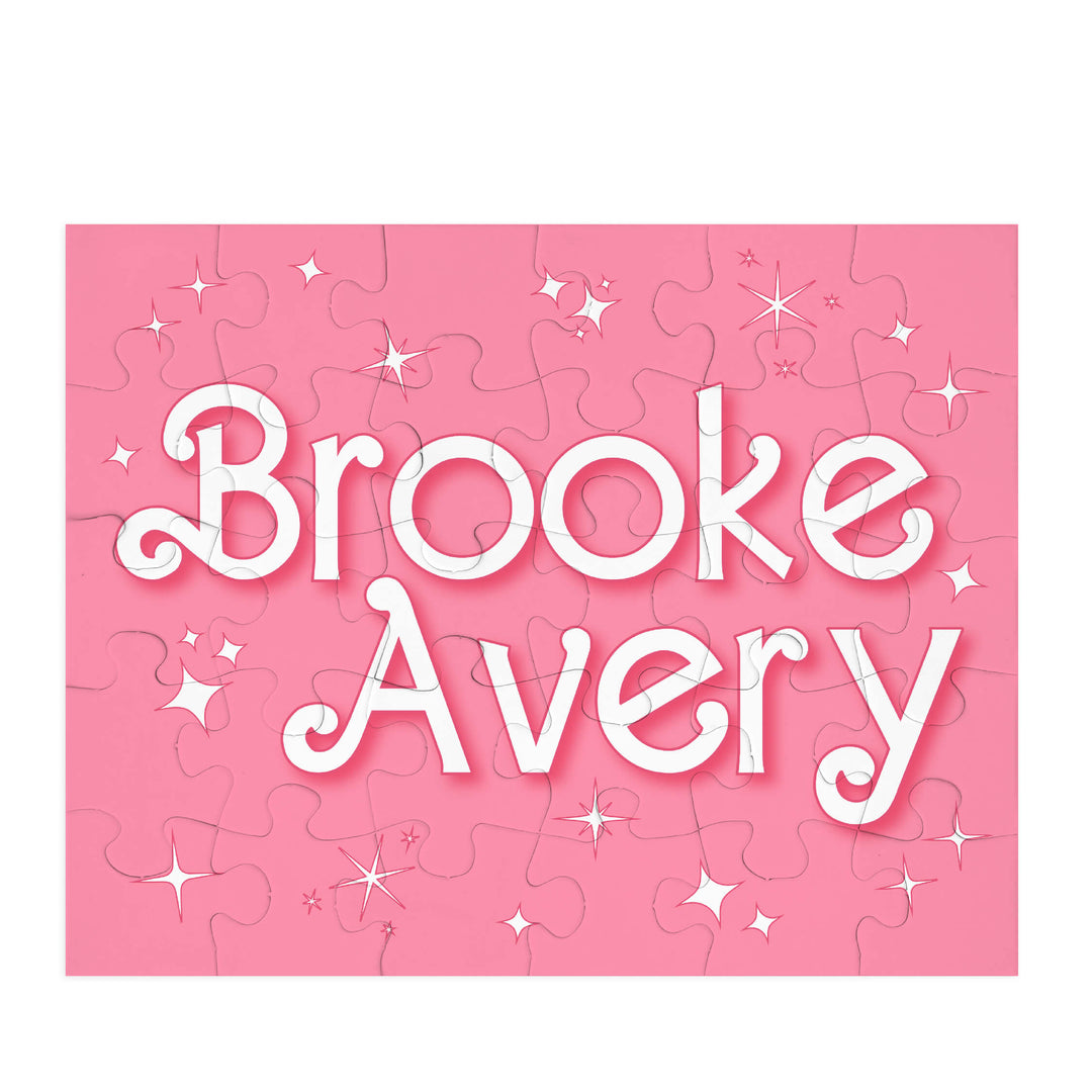pink sparkle puzzle with name 